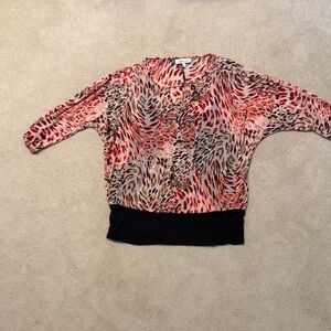 Jennifer Lopez Red and Black Animal Print Top